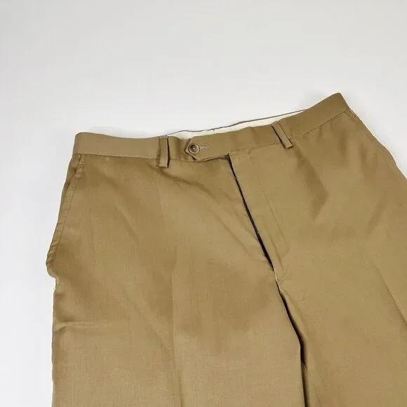 Chaps 40R Suit 32x28 Flat Front Beige 100% Wool Two Button Lined Vented